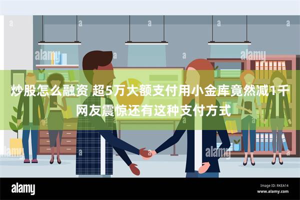 炒股怎么融资 超5万大额支付用小金库竟然减1千  网友震惊还有这种支付方式