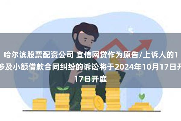 哈尔滨股票配资公司 宜信网贷作为原告/上诉人的1起涉及小额借款合同纠纷的诉讼将于2024年10月17日开庭