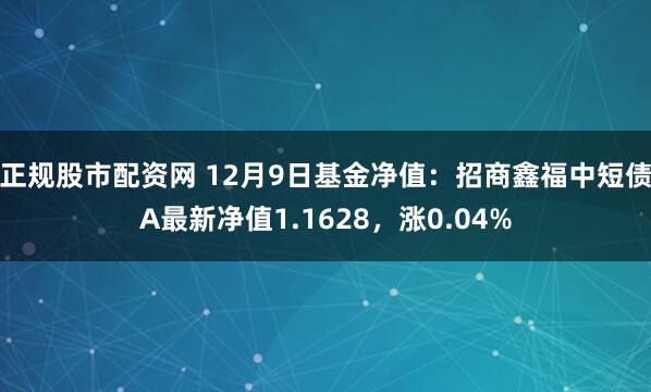 正规股市配资网 12月9日基金净值：招商鑫福中短债A最新净值1.1628，涨0.04%