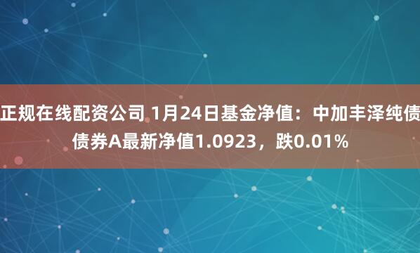 正规在线配资公司 1月24日基金净值：中加丰泽纯债债券A最新净值1.0923，跌0.01%