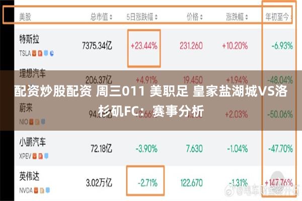 配资炒股配资 周三011 美职足 皇家盐湖城VS洛杉矶FC：赛事分析